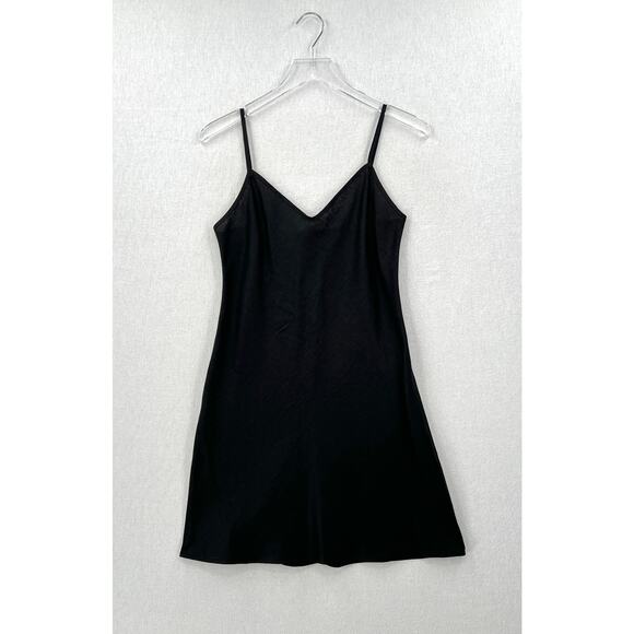 ENZA COSTA Linen Bias Slip Dress Womens Small Black Mini Spaghetti Strap Travel - Picture 3 of 15